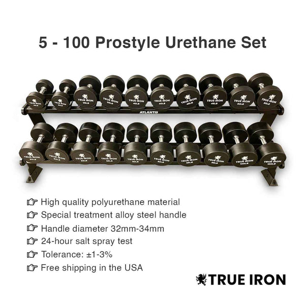 True Iron Pro Style 5-100 Urethane dumbbells sets