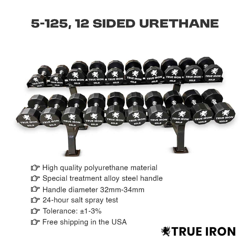 Urethane Dumbbell Sets 5125 for Extreme Fitness in the USA True Iron Fitness