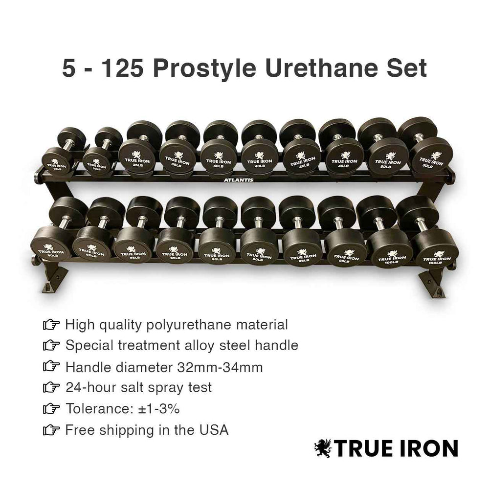 True Iron Pro Style 5-125 Urethane dumbbells set