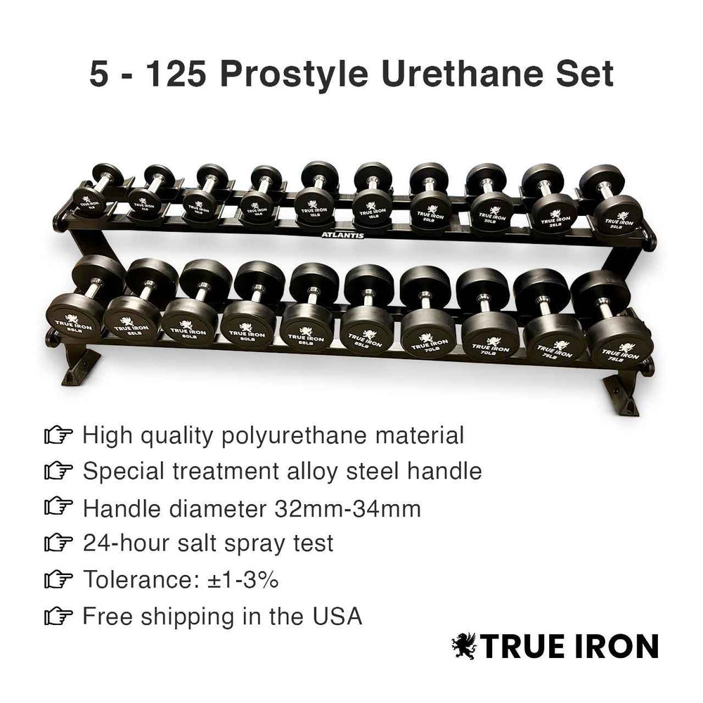 True Iron Pro Style 5-125 Urethane dumbbells set