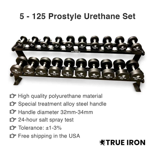 True Iron Pro Style 5-125 Urethane dumbbells set