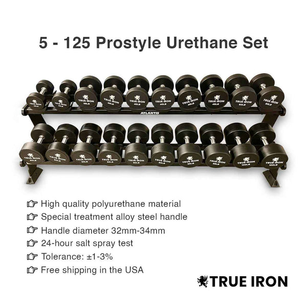 True Iron Pro Style 5-125 Urethane dumbbells set
