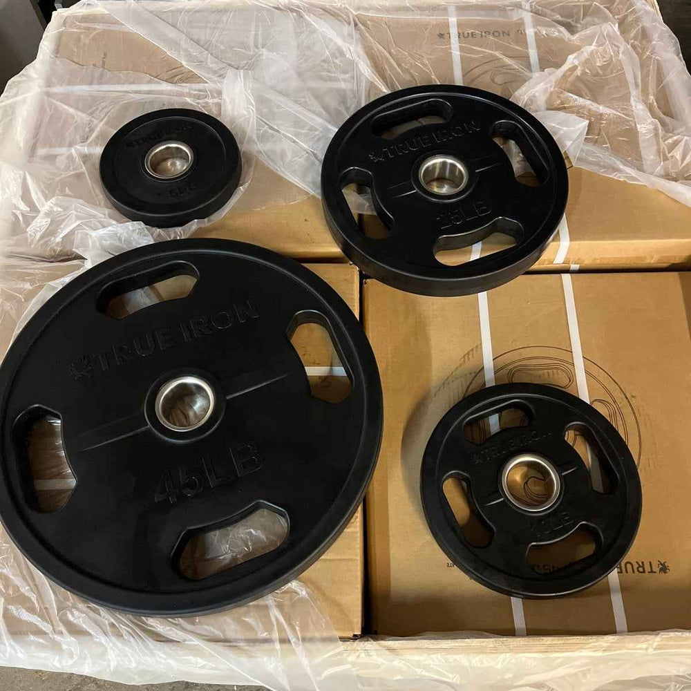 Rubber Coated Olympic Plates Set With Bar!