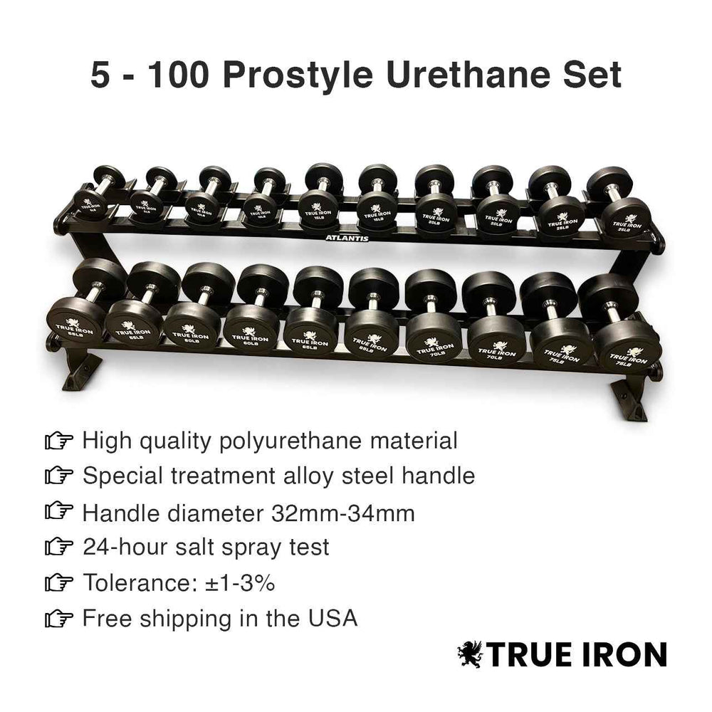 True Iron Pro Style 5-100 Urethane dumbbells sets