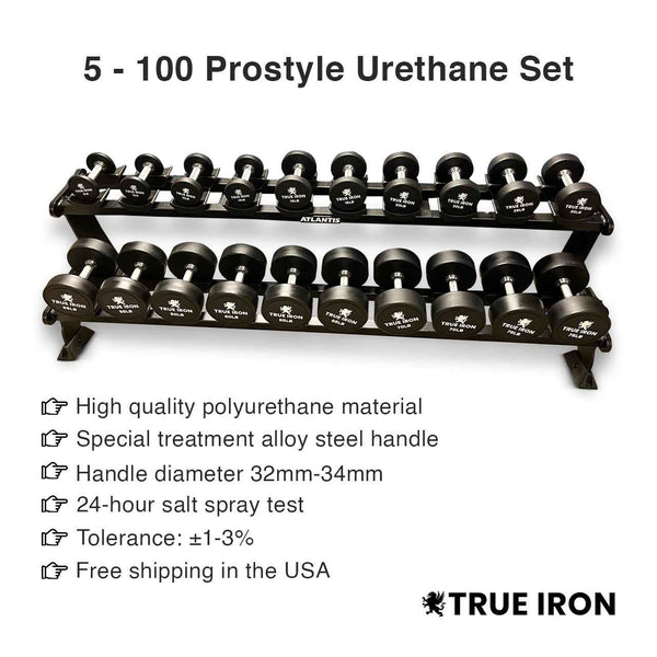 True Iron Pro Style 5-100 Urethane dumbbells sets
