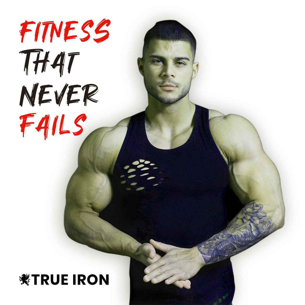 True Iron Fitness 5-100 Rubber Hex Dumbbell Set With Rack
