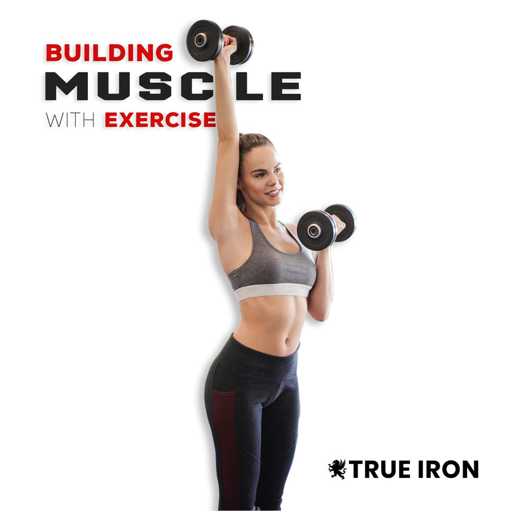 a young lady doing workout with true iron dumbbells